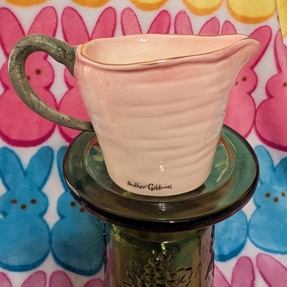 Heather Goldminc for Blue Sky Clayworks Pink Rose ceramic creamer - Picture 2 of 3
